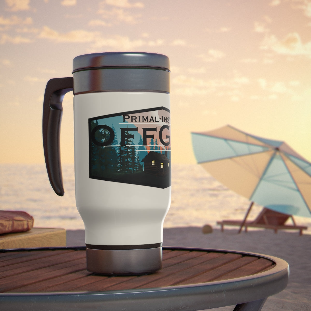 Off Grid Stainless Steel Travel Mug with Handle, 14oz