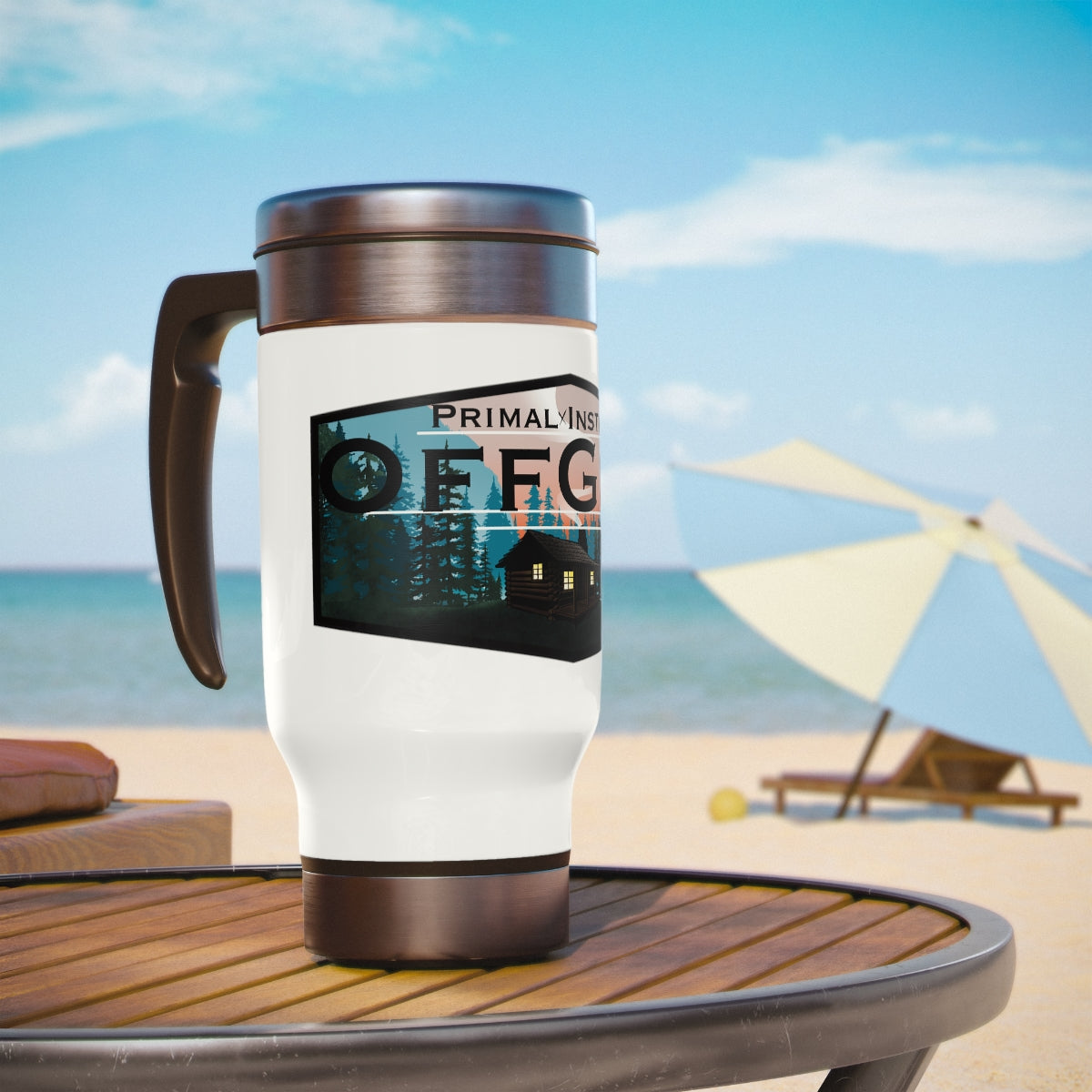 Off Grid Stainless Steel Travel Mug with Handle, 14oz